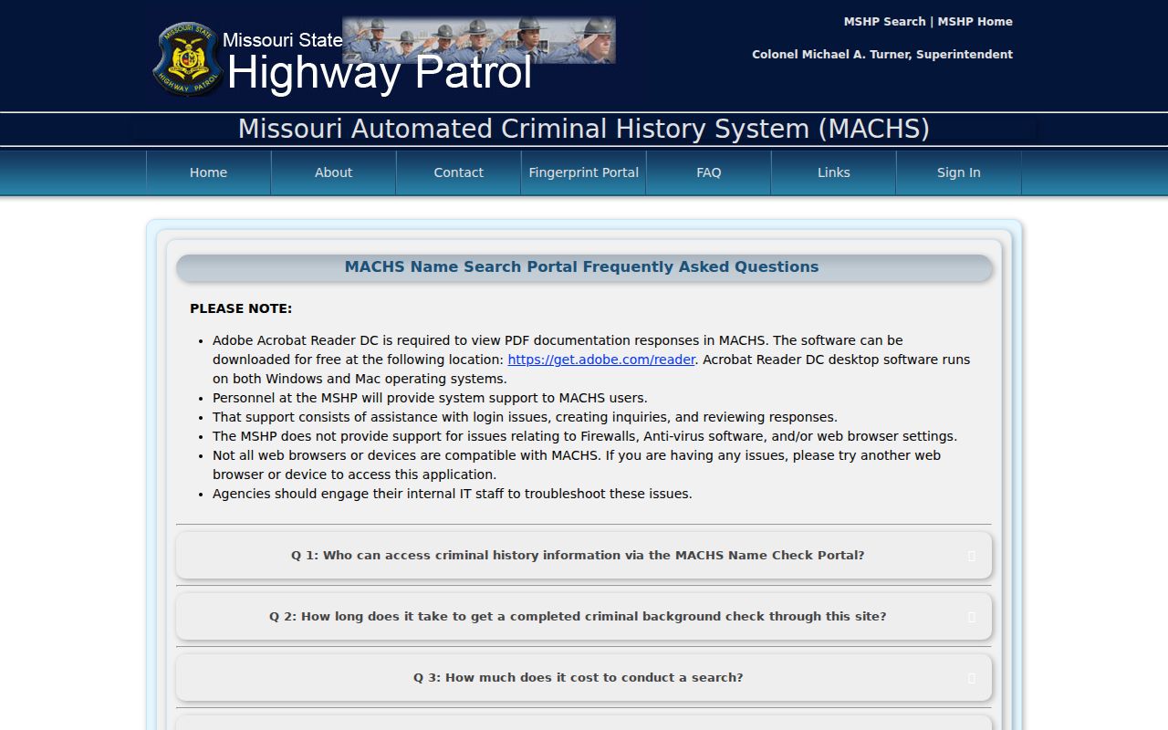 Oregon County criminal history MACHS name search rules and fields
